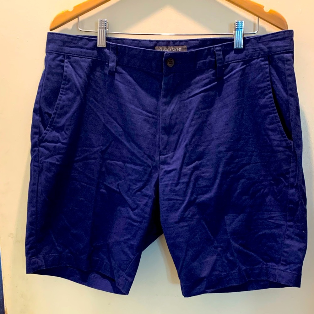 Slate and Stone W36 Navy Stretch Cotton Twill Chino Shorts